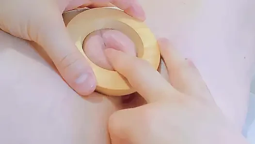 Smooth and delicate pussy with hymen measuring device at the doctor's office