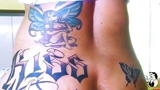 Paty Angel the tattooed redhead in the solo show with a lot of orgasm
