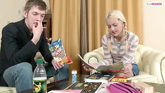Blonde angel gets her tight ass fucked hard