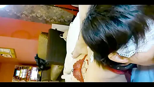 Mayu No91 Shaved, Cosplay, Deepthroat, Collar, Blindfold, Anal Beads in 2 Holes, Squirting, Creampie, Cleaning Blowjob