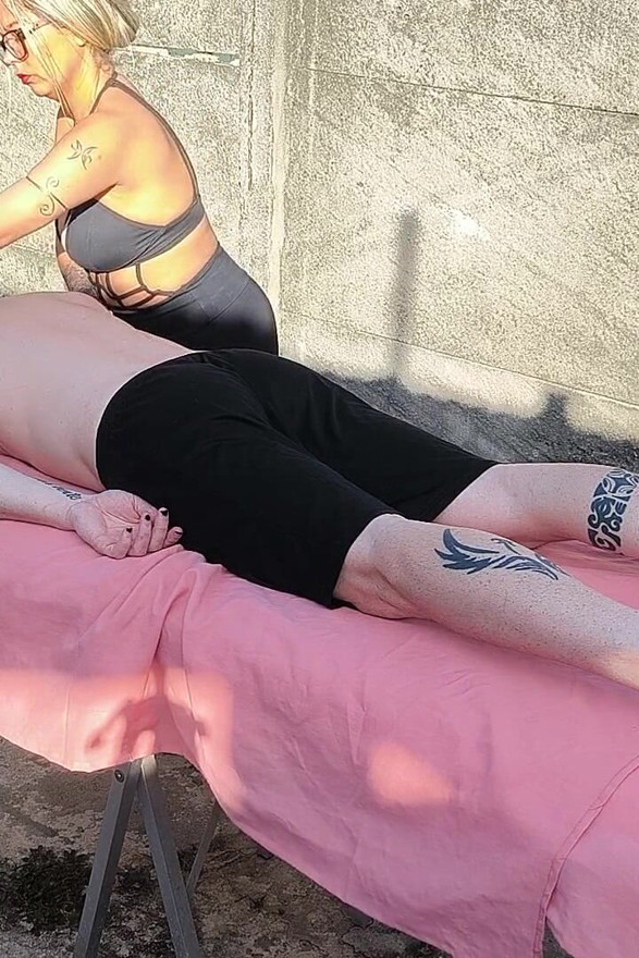 Nude Massage Outdoors with Hot Blonde