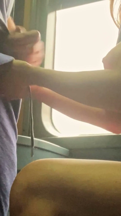 Nothing is too risky when you're excited. Risky wank  in a passenger train | Clip 1