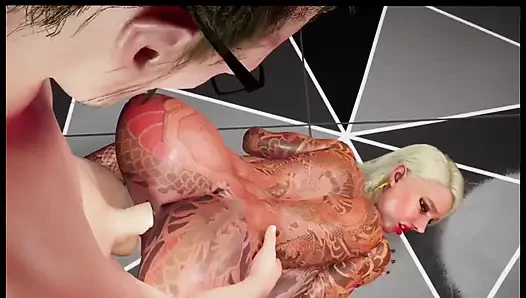 Bimbo Mega Fake Tits Fuked Hard in Disco