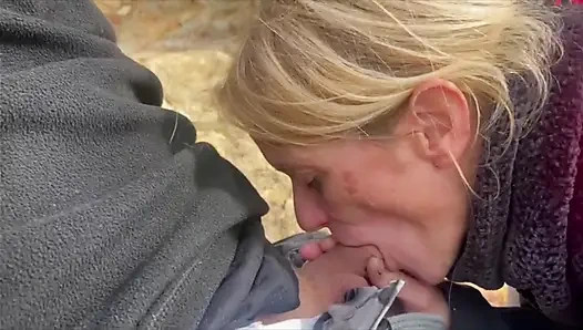 Accidental Blowjob Outdoors - I Cum Fast in His Mouth, They Almost See Us, Risky Homemade Sex