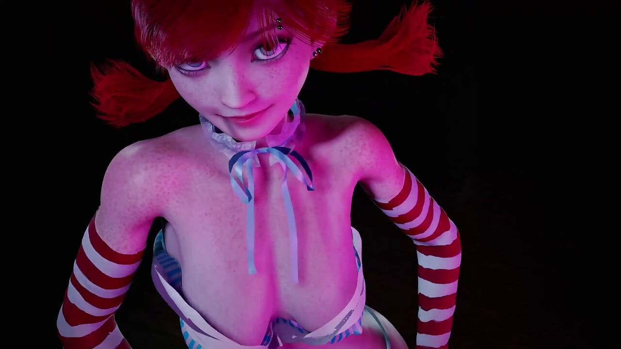 Gadis rambut merah dengan kuncir menari: hentai 3d
