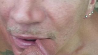 Sucking cock outdoors after getting a facial