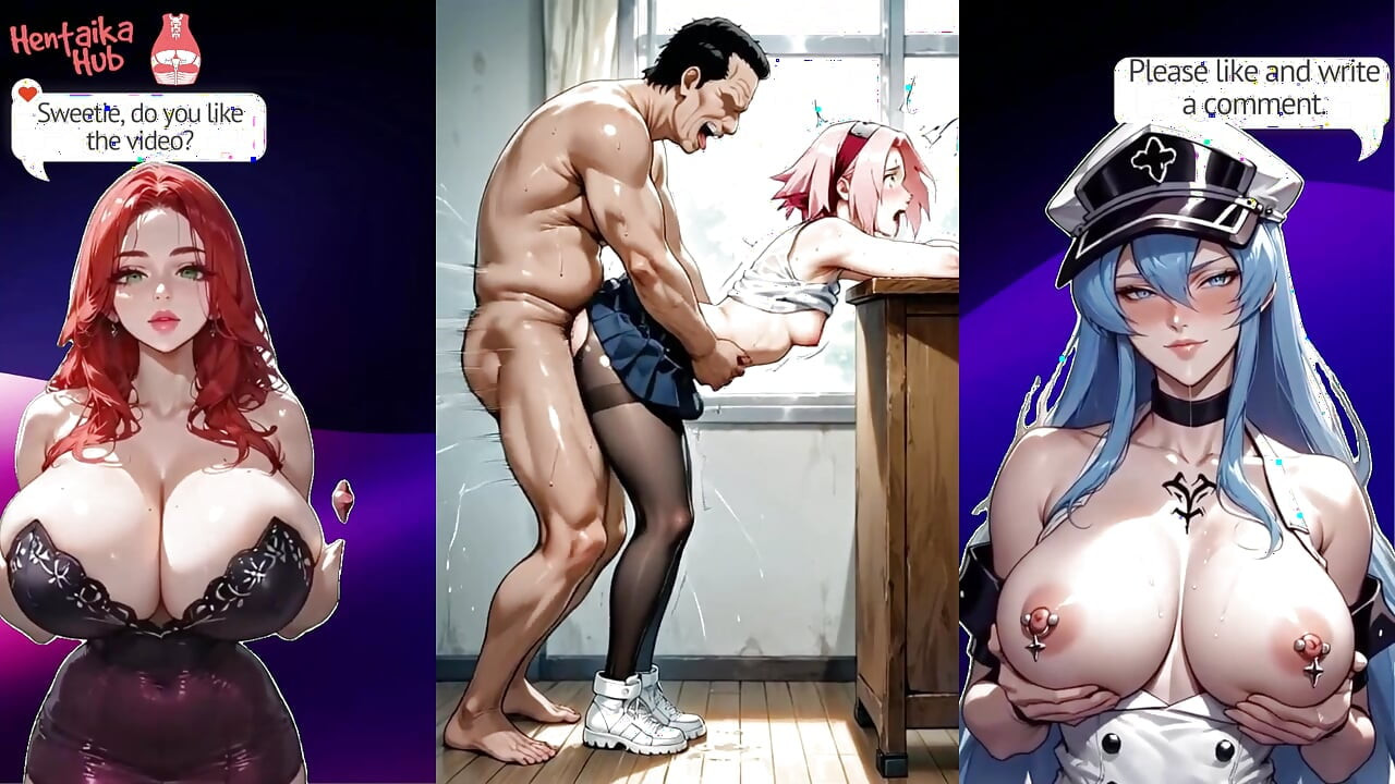 Hentai-zusammenstellung 2d mit heißer schlampe Sakura aus anime Naruto