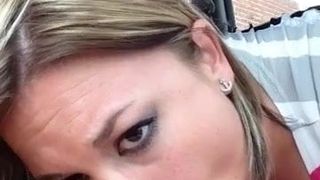 cock sucking and swallow in the car