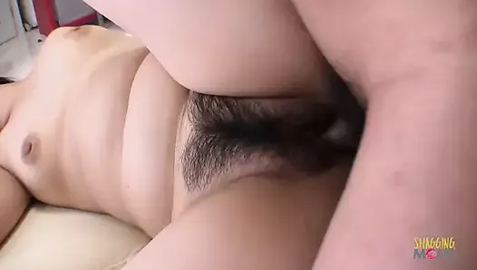 Fucking a mature hairy Asian then cumming in her slutty mouth