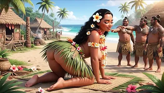 Moana pleasant village günlük çıplak rutin plaj lagünü dövmeli erkeklerle dörtünün de meyvelerini verdi