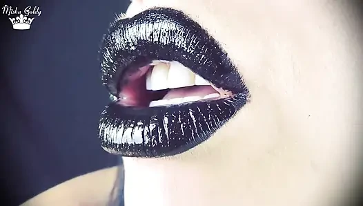 Kisses from black shiny lips ASMR JOI
