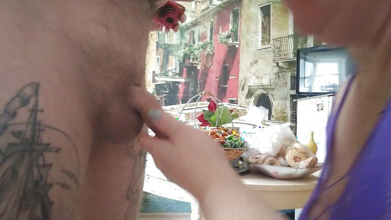 Sucks my dick and gets a mouthful of cum