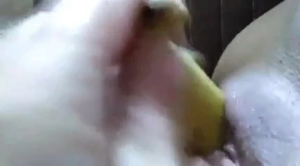 Young 18y old European girl masturbating with a banana