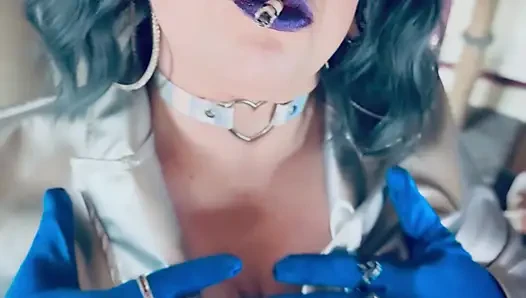 Dressed In Silver & Gloves & Rings Tina Snua Smoke A Supeking Cigarette