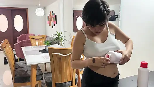 I see my stepbrother sick so I decide to give him a syrup to relieve him...