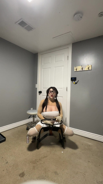 Powerful moment from "Cute trans wearing her sexy white dress  teasing huge tits and cock"
