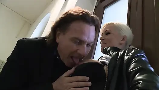 Huge boobs blonde on the mature cock