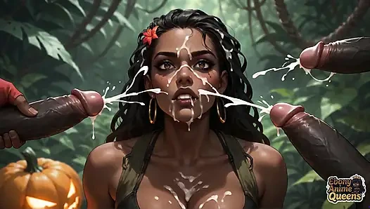 Es ist eine gespenstische Nacht, und die schwarze Göttin hat eine heiße XXX Begegnung!