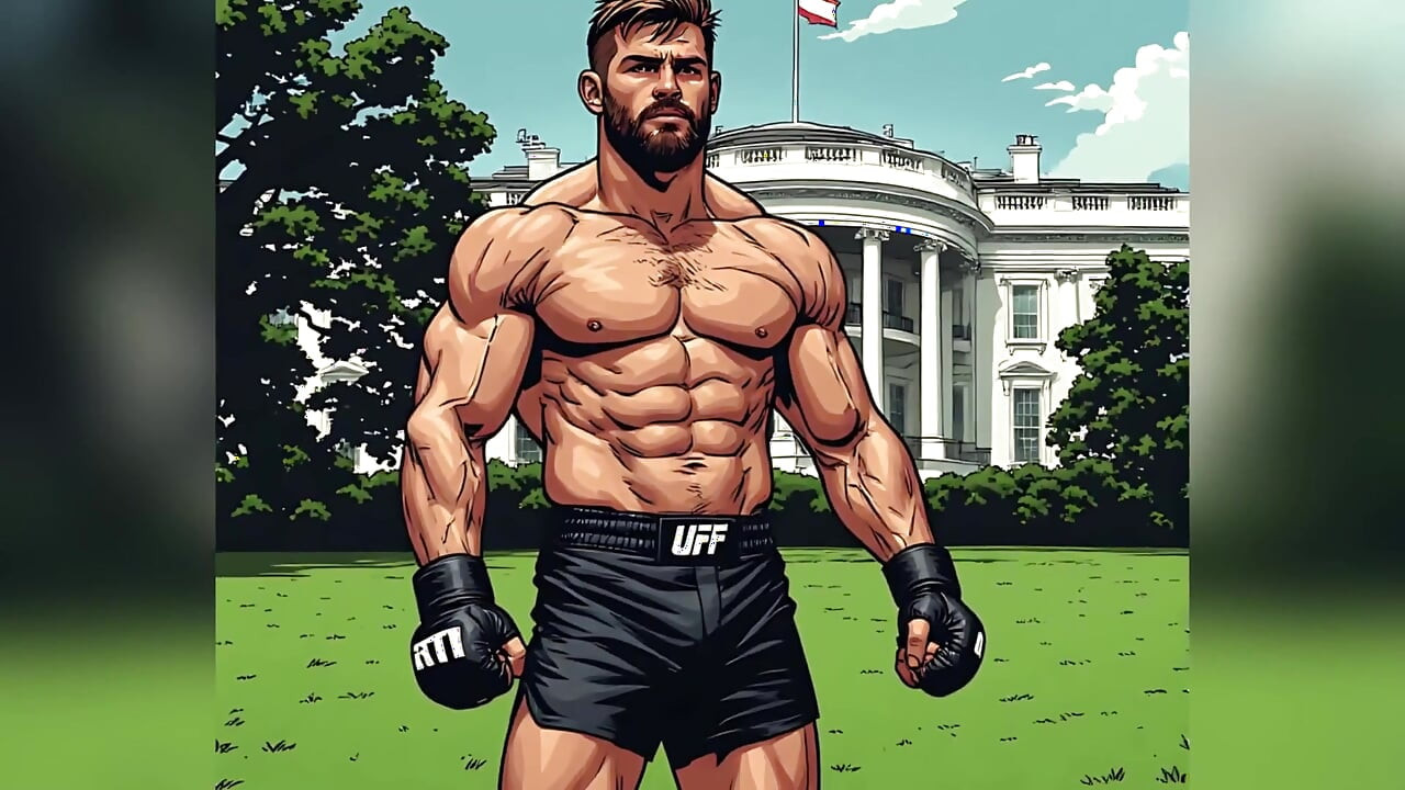 Muscular Fighters at White House (ai Art)