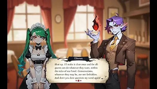 Hotel Tales Magic HENTAI Game Ep.2 SIREN BLOWJOB under the table end with a FACIAL HAPPY ENDING !