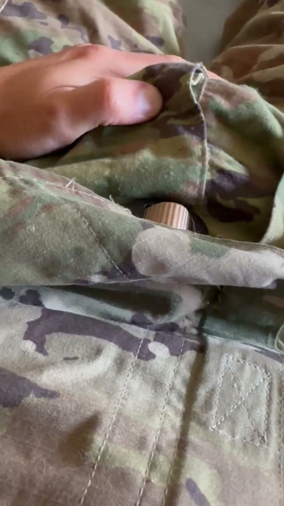 soldier jerking off in his army uniform and PT uniform shooting load after load! | Clip 2