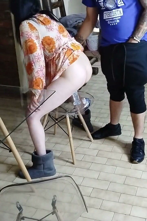 Caught My Friends Wife Fucking Her Dildo on the Chair