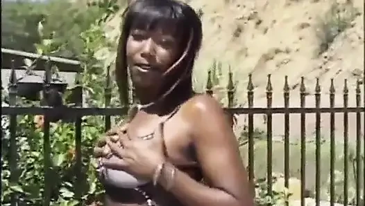 Sexy black couple in action...garden sex