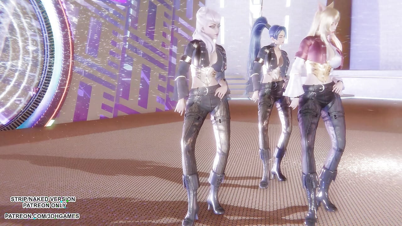 MMD - KARD - GUNSHOT - Ahri, Kaisa & Evelynn Seksikäs Kpop Dance League of Legends Hentai Sensuroimaton 4K 60FPS