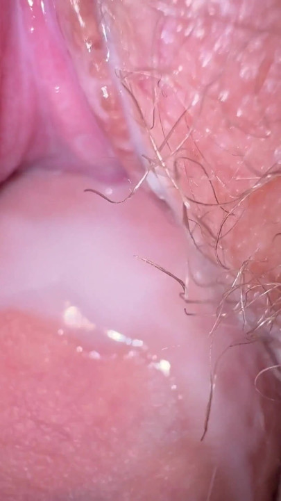 Close up fuck with my teen roommate and cum on hairy pussy