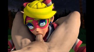 ARMS Twintelle, Min Min and Ribbon Girl 3D Futa!