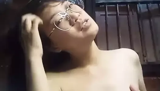 Asian girl at home, solo, horny masturbation alone