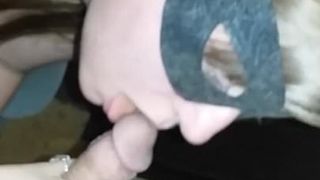 amateur blowjob from my masked girl