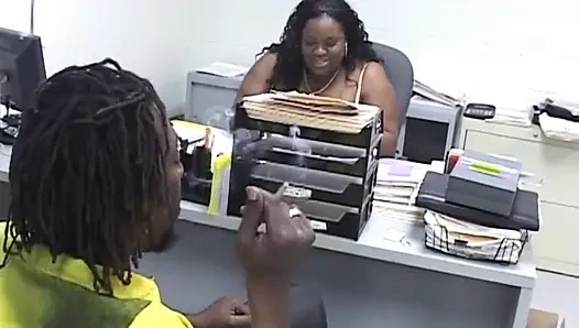 Big fat black girl fucking in the office