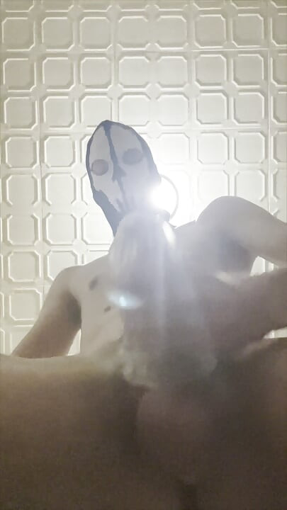7 Inch (18cm) Hot Cock Owned by a Masked Slim Twink. Flashlight Intense Masturbation, Moaning.