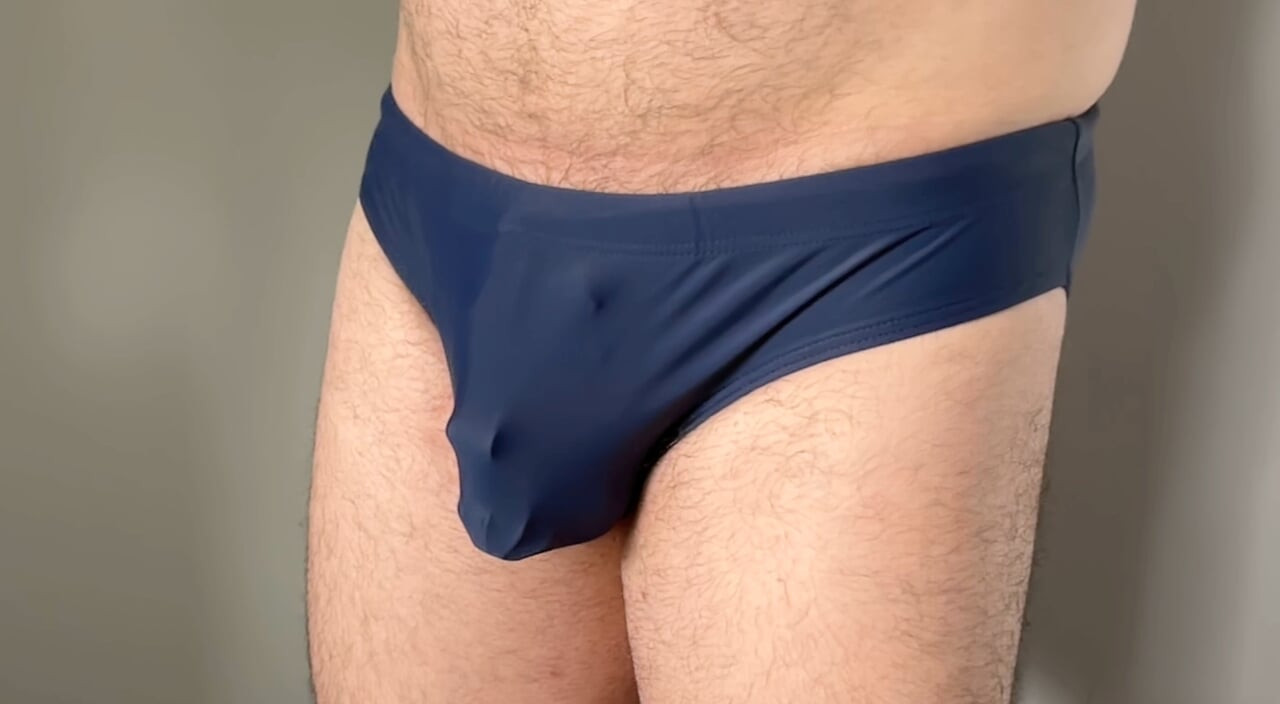 New blue speedo and chastity cage