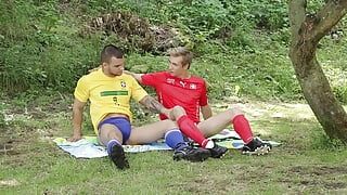 Anal fuck with two hot sexy and very horny soccer players