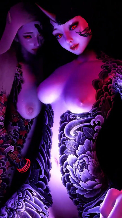 Oni sestre lap dance seks POV (japanski demon) | Klip 1