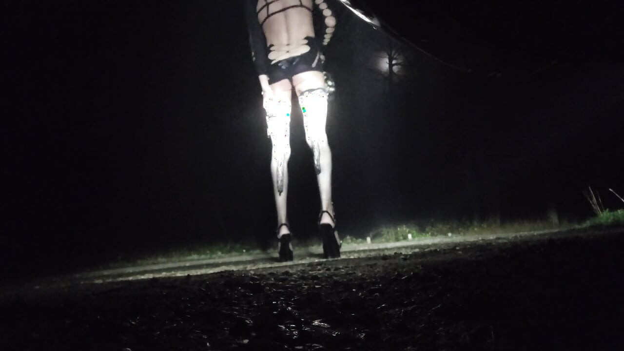 Waiting for Beautiful Cocks, Ass in the Air in a Parking Lot at Night