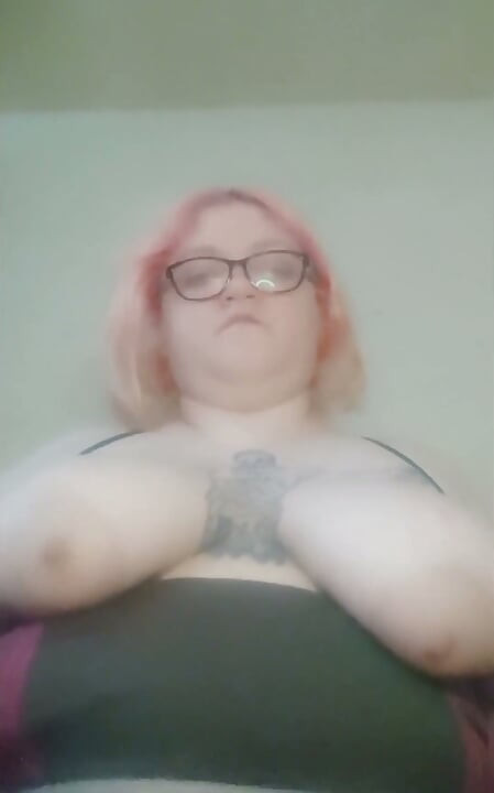 Amputee Playing with Her Huge Tits - Slow Motion