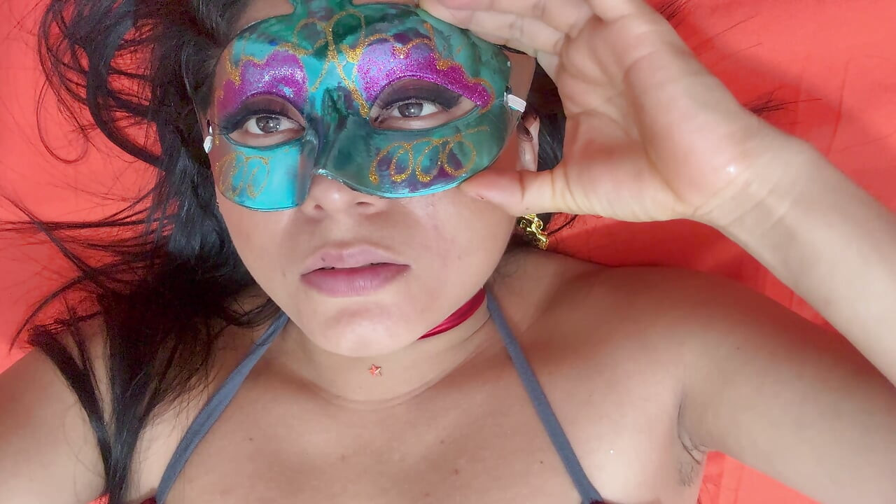 Naughty Masked Girl Playing Alone and Talking Dirty - Real Homemade Xmas