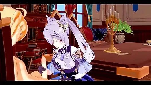 Genshin Impact, хентай - Aether X Ganyu дрочка и трахнутый - японское азиатское аниме-игра манга, порно