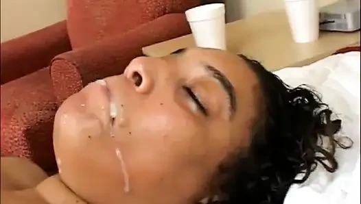 Big black chubby couple in love after massage