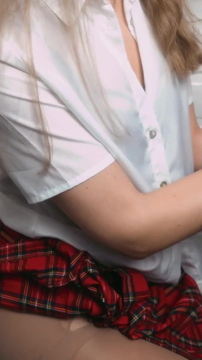Powerful moment from "Schoolgirl gives her boyfriend a quick handjob and he cums on her blouse"