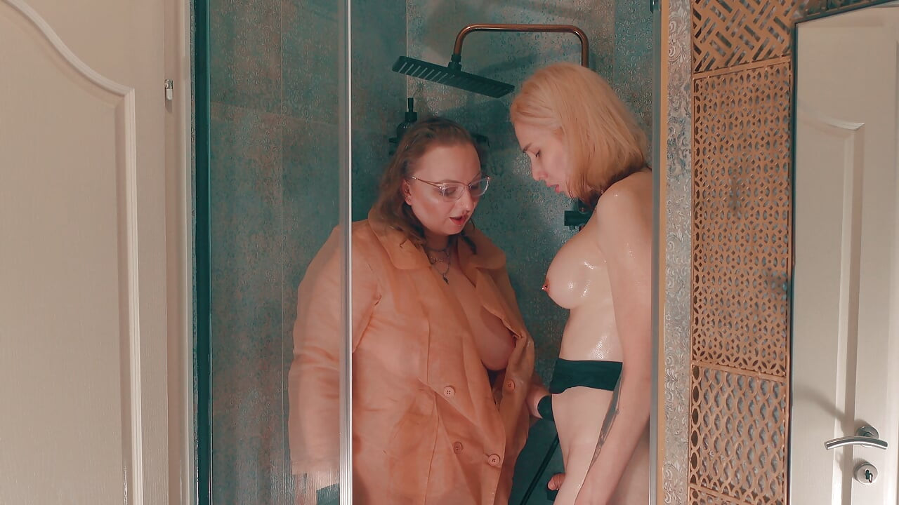 Trans Stepdoughter Caught in the Shower - No Orgasm Allowed - Hand Over Mouth Black Glove Fetish and Sissy Cunt Fucking Deep