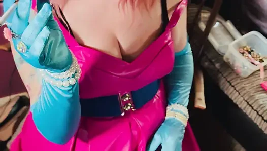 It's A Sin! Tina Snua In Leather & Satin Gloves Smokes A Cork Cigarette - OMI OME Snap Inhales Drifting Smoke Smoker