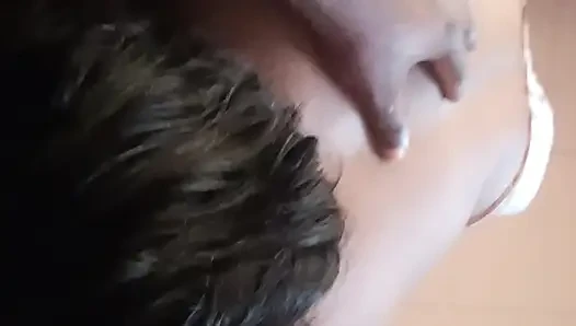 Wife blow job at bathroom