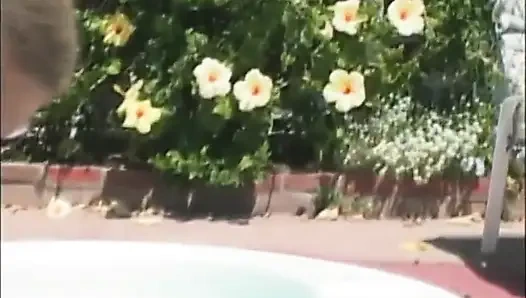 Sexy blonde milf fucking licking in the garden