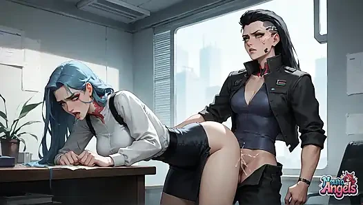 Neuro angels: gadis cantik rambut biru dientot habis-habisan sampai muncrat di kantor