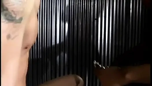 Nyomi Banxxx bends over a slaveboy for butt flogging then has him eat her boots