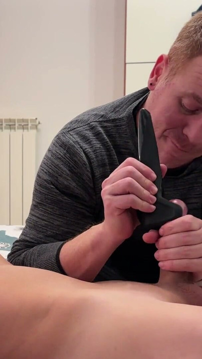 Jerk off my boyfriend with a toy | Clip 1